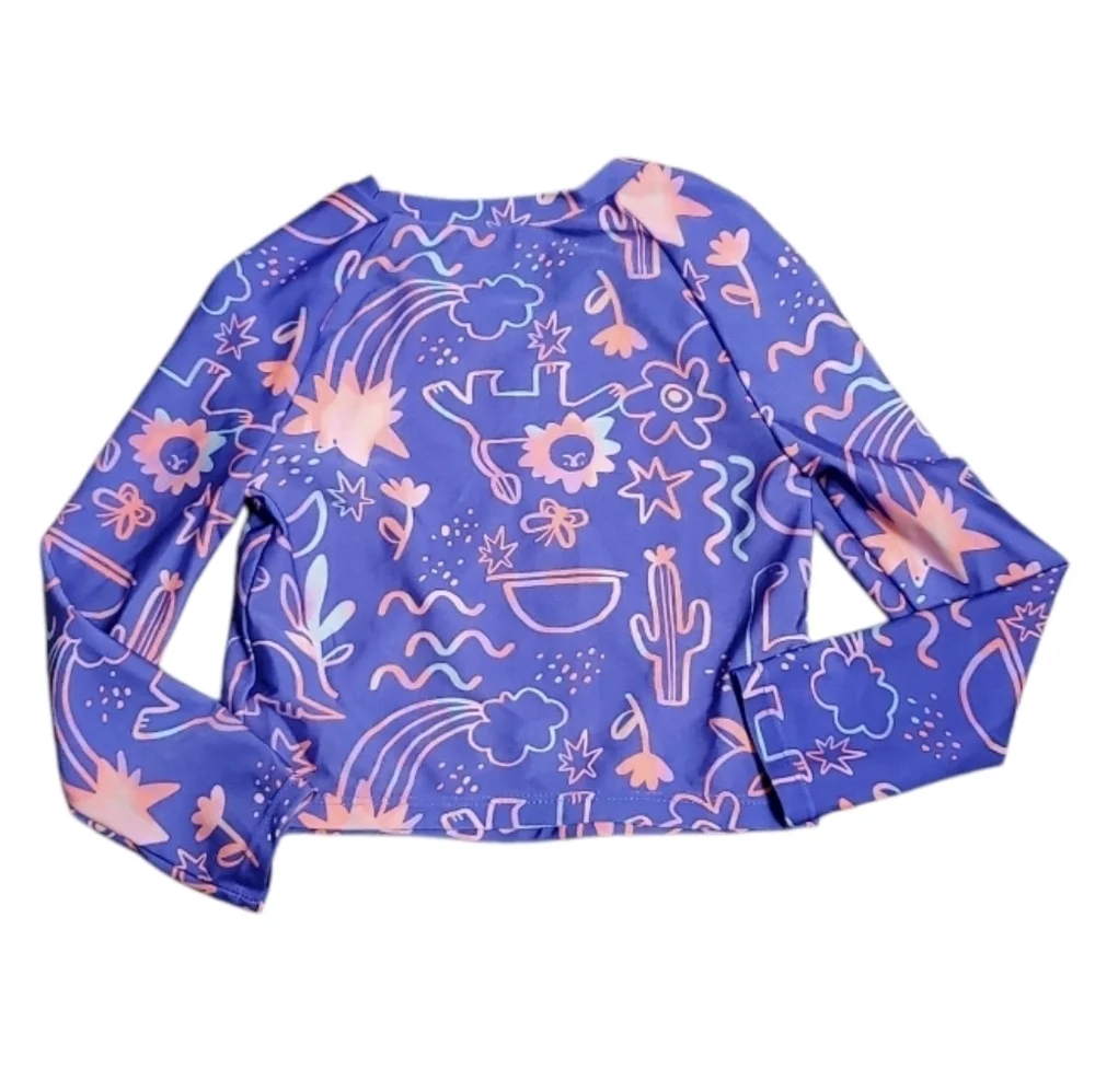 NWOT Cat & Jack Toddler Girl Doodle Design Swim Rashguard 5T
